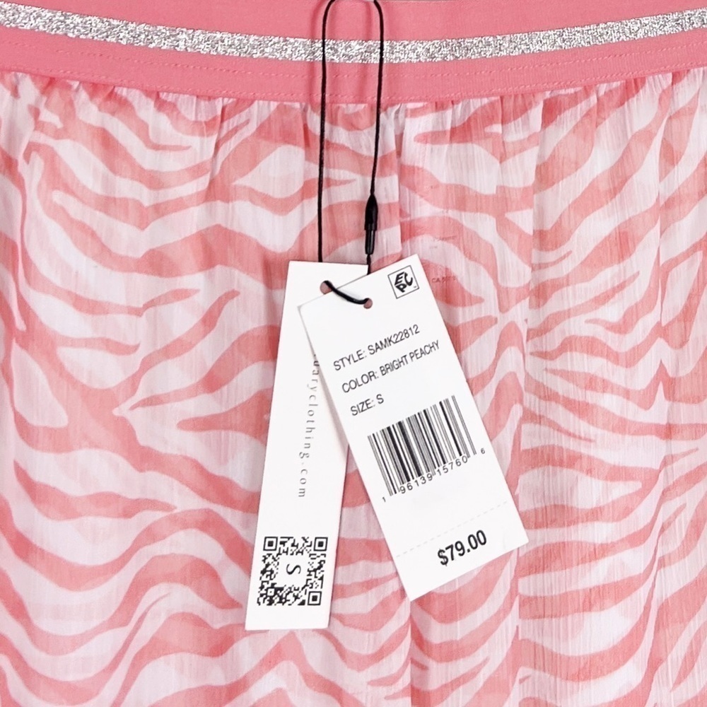 NWT Sanctuary Kitty Side Slit Peach Zebra Printed Coverup Pants - Picture 5 of 5